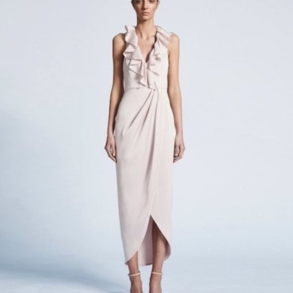Shona Joy Dresses & Skirts - SHONA JOY Luxe Plunge Frill Draped Dress NWT